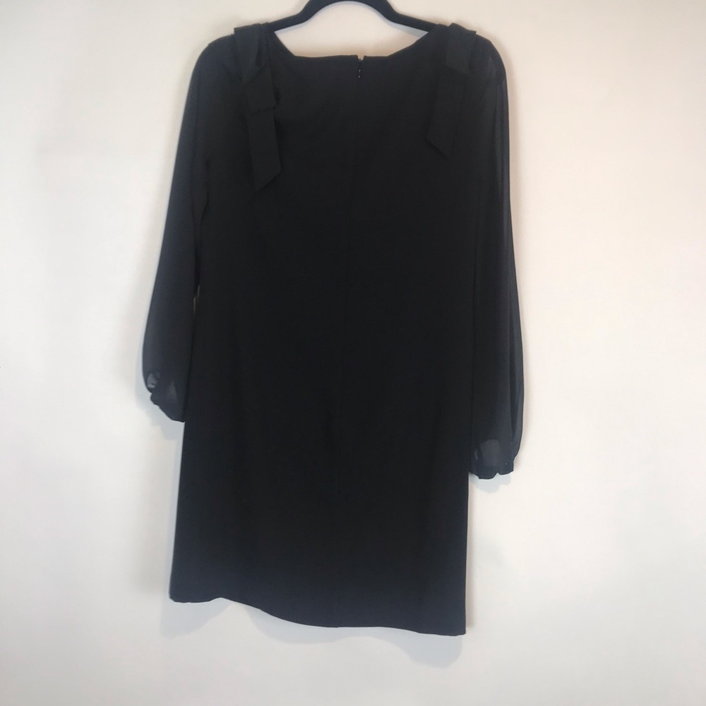 Ann Taylor Black Dress Long Sheer Sleeves